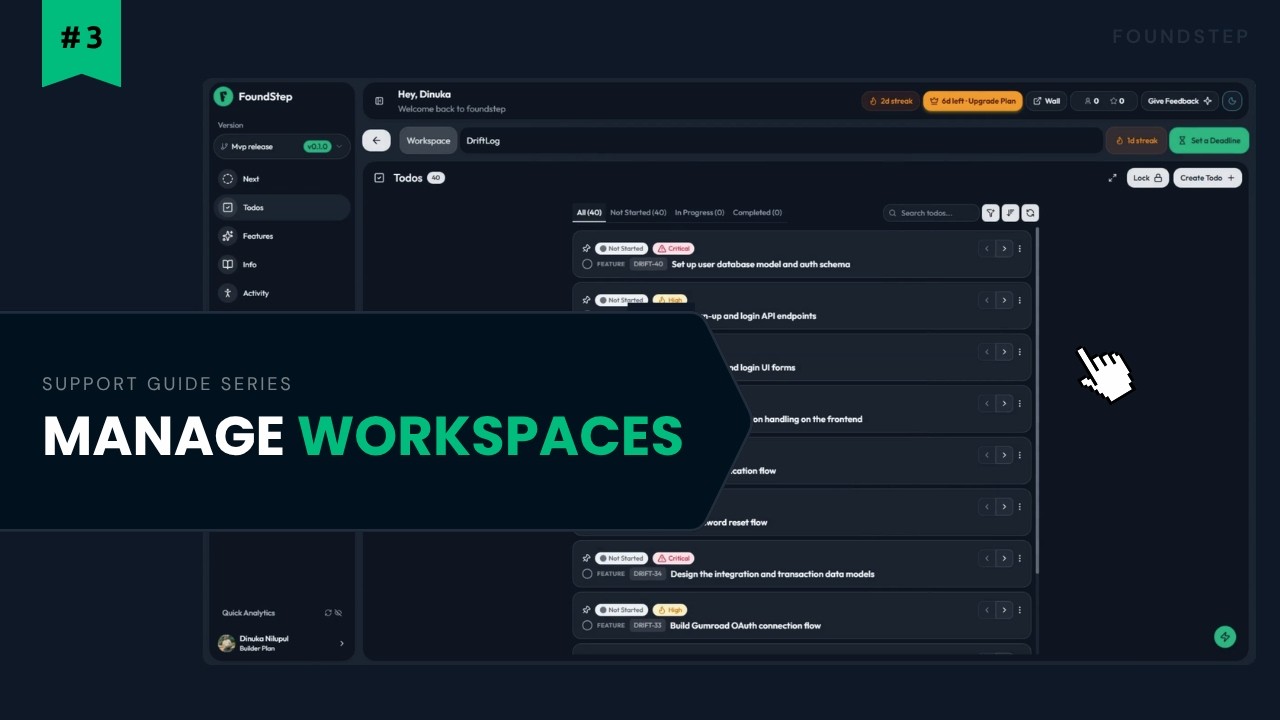 Manage workspaces with FoundStep