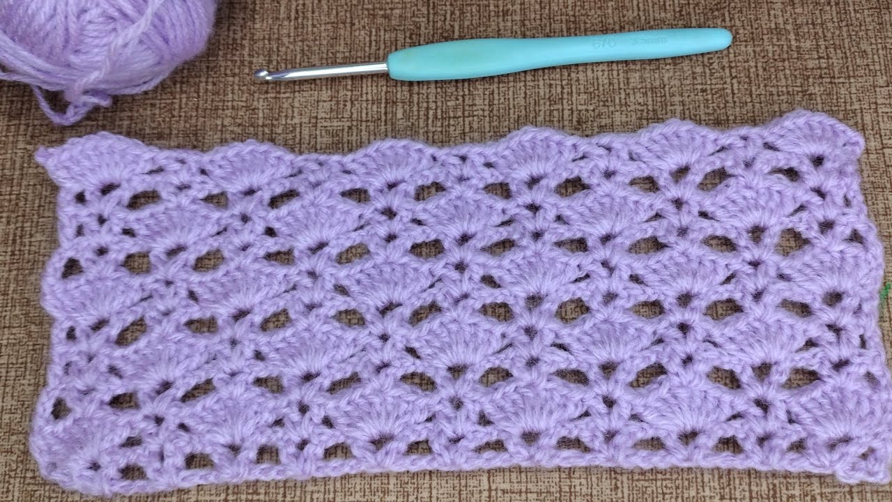 PUNTO ABANICO EN FANTASÍA TEJIDO EN CROCHET/APRENDE A TEJER  FÁCIL PUNTO PARA SUETER  Y PRENDAS