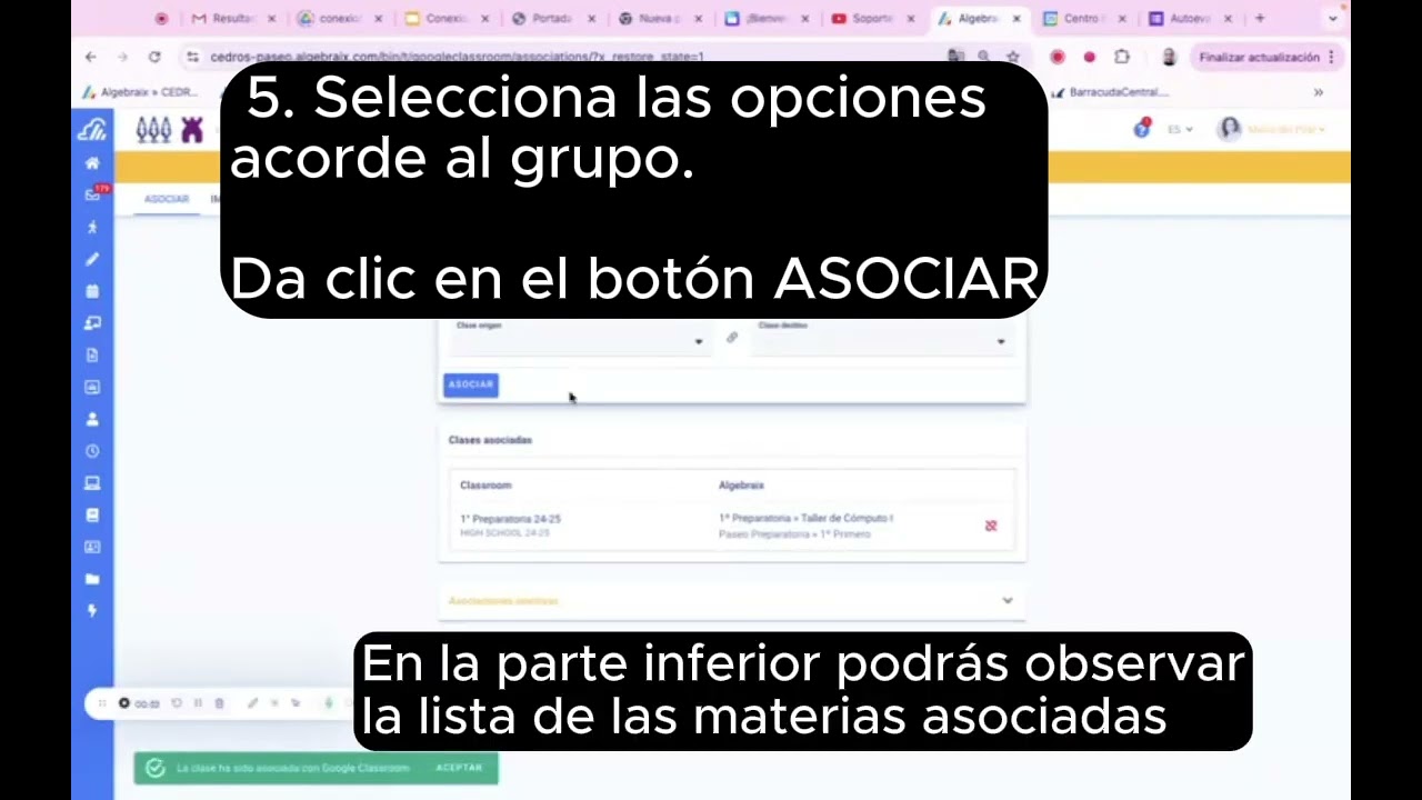 ASOCIAR CLASSROOM Y ALGEBRAIX