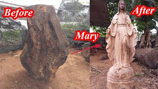 Wood Carving - Process of making a wooden statue of Our Lady of MARIA