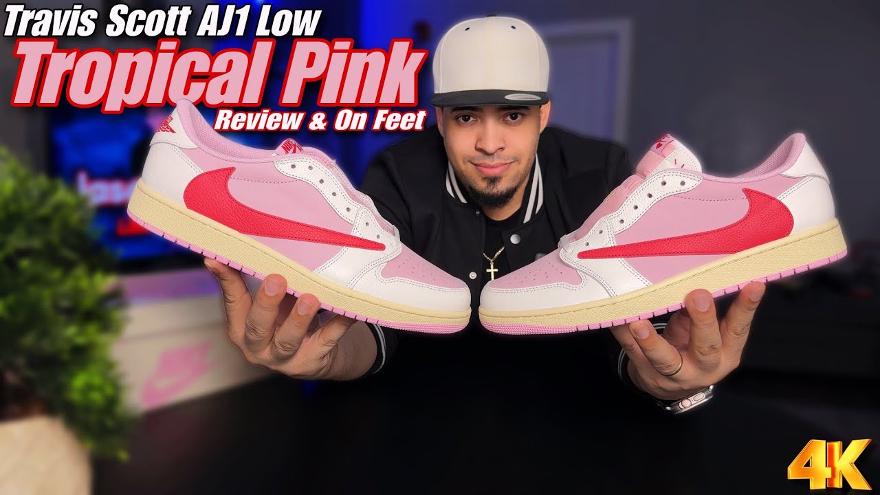 Jordan 1 Low Travis Scott Tropical Pink - Review & On Feet - YouTube