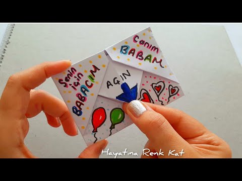 Babalar Günü Origami Kart Yapımı❤İçinde Sürpriz Var 😍Çok Kolay ve Eğlenceli ❤😍