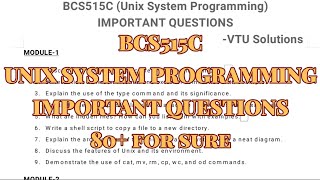 Unix System Programming, Super important questions, 22 scheam, 5th sem, CSE, BCS515C