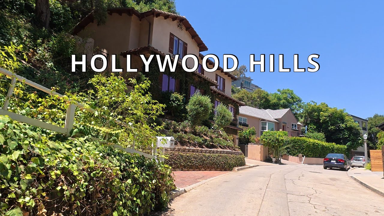 Driving Hollywood Hills, Cahuenga Pass to sunset Strip, Los Angeles