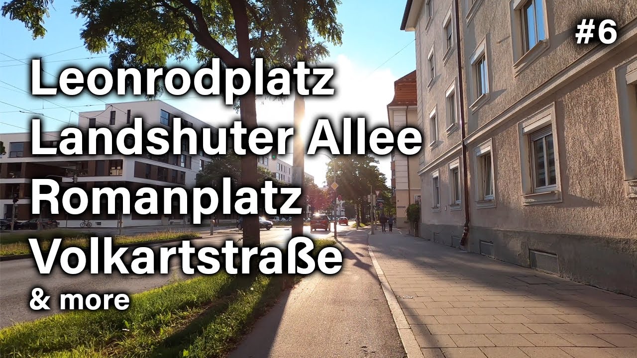 ⁴ᴷ³⁰🚲 Cycling in Munich:  Leonrodplatz, Landshuter Allee, Romanplatz — #6 — (July 11, 2020)