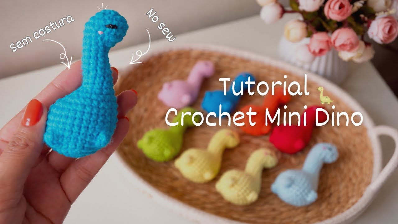 🦕🍃Tutorial Mini dinossauro Amigurumi | Mini Amigurumi Dinosaur Tutorial 💙