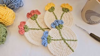 it was super ⚘️👍 crocheted violets coasters making