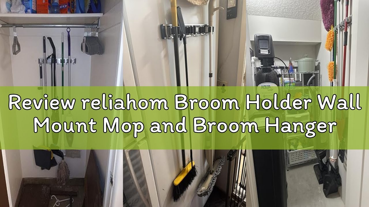 Review reliahom Broom Holder Wall Mount Mop and Broom Hanger Wall Mounted Garage Storage Rack Kitche