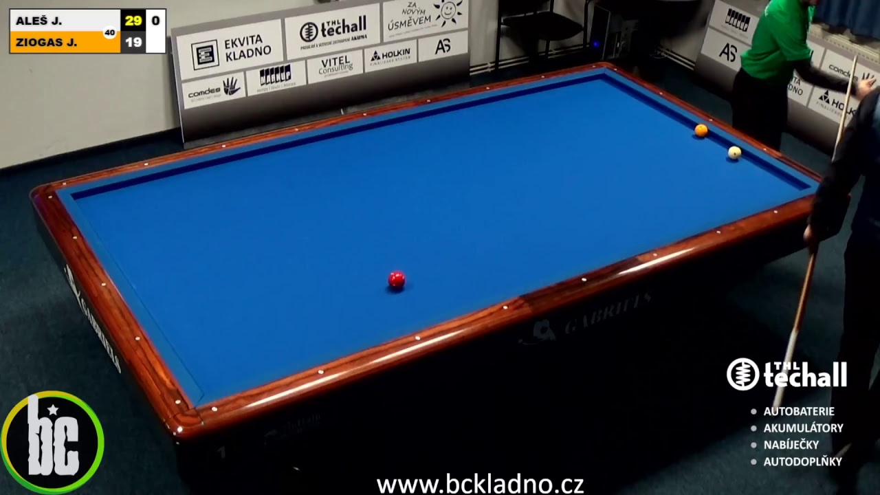Czech 3-cushion league D1 - 11th round - Jan ALEŠ  vs  Janis ZIOGAS