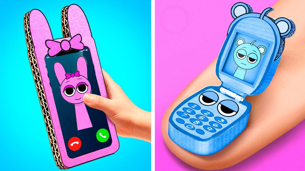 Pinki ou Sky!📱DIY Telefone Dobrável de Papelão✨ Surpresa com SPRUNKI & Artesanato Divertido!