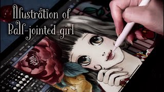 【クリップスタジオ】レトロな着物を着た女の子を描きました。後半はASMR。 A girl in a retro kimono [Digital Illustrations]