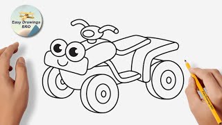 How to draw a quad bike kawaii | Drawing bike tutorial | Easy Drawings BRO