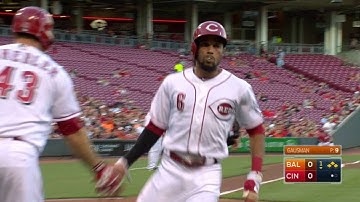 BAL@CIN: Duvall plates Hamilton on sac fly in 1st