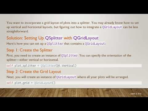 Mastering QSplitter with QGridLayout in PyQt5