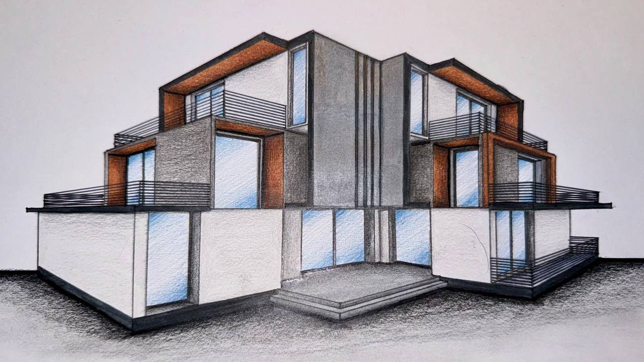 #052 - How to Draw a House in Two Point Perspective - YouTube