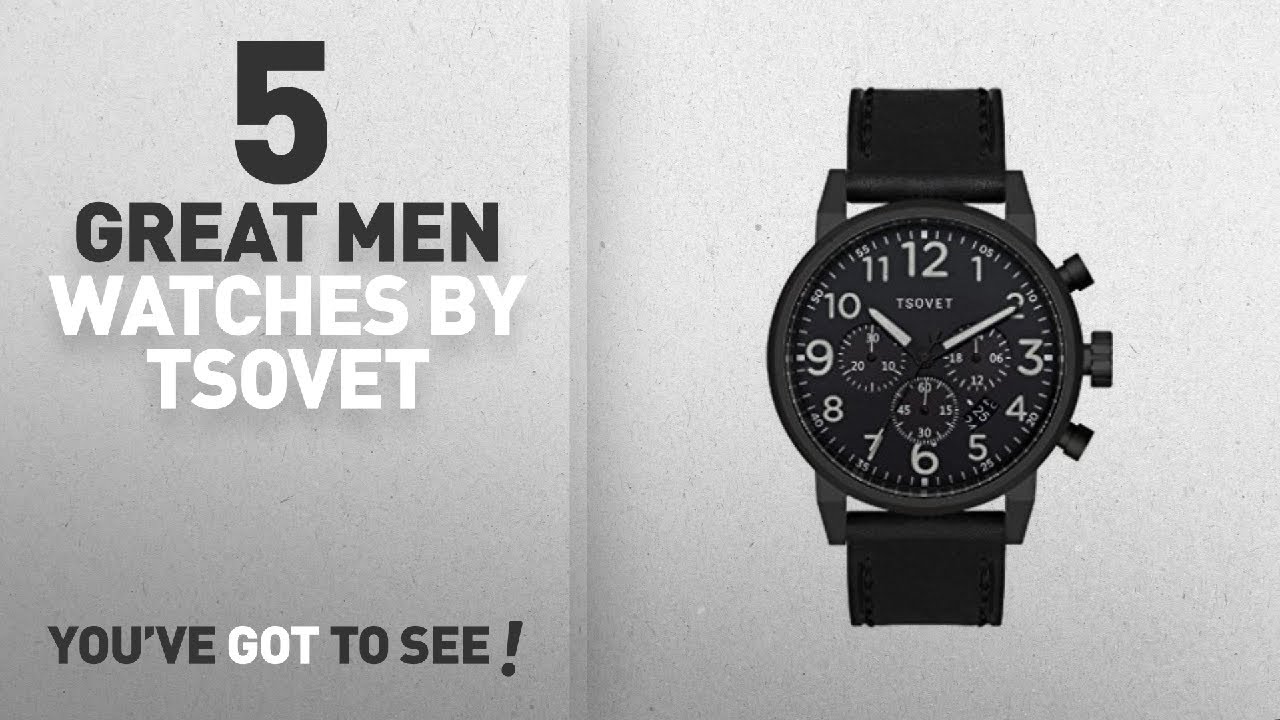 Top 10 Tsovet Men Watches [ Winter 2018 ]: Tsovet JPT-TS44 Black Chronograph Watch - Black Leather