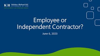 WEBINAR: Employee or Independent Contractor?