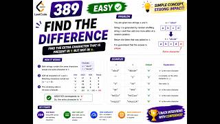 LeetCode 389 | Find the Difference | Bit Manipulation | Easy | C++ Interview Solution