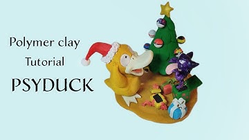 How to make Pokèmon Psyduck【Polymer Clay】Christmas edition  🎄