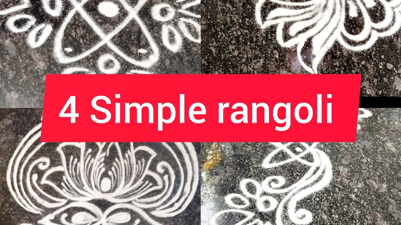 Simple Rangoli Types Everyday Rangoli designs 😍|4 Types Simple and beautiful Rangoli designs ...