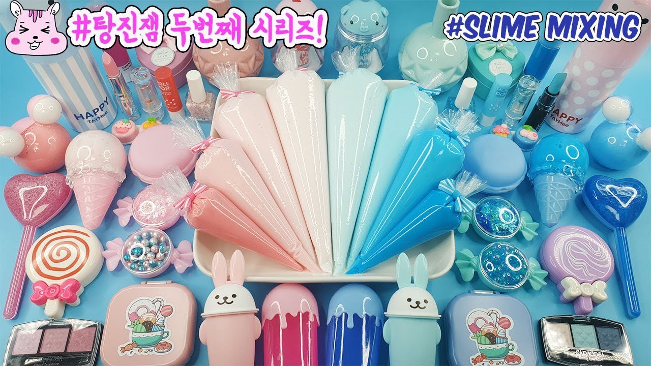 [구독자이벤트마감]외국감성 듬뿍 슬라임섞기(오두방정 주의) | #Satisfying Slime Mixing | 핑크&블루 조합은 사랑💕