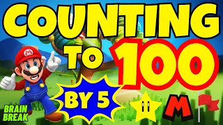 COUNTING TO 100 BY 5. BRAIN BREAK EXERCISE FOR KIDS.  MOVEMENT ACTIVITY. MATH GAME FOR KIDS.