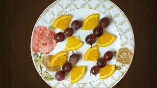 Carving with Grapes and Orange || Fruit Decoration