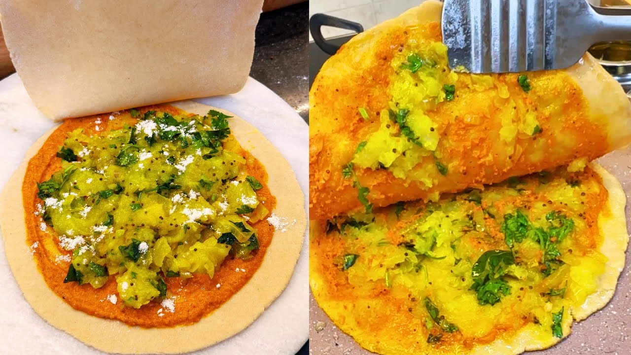 8 मिनट में साउथ इंडिया का प्रसिद्व मैसूर मसाला डोसा के स्वाद वाला चटपटा पराठा No Fermentation|tiffin