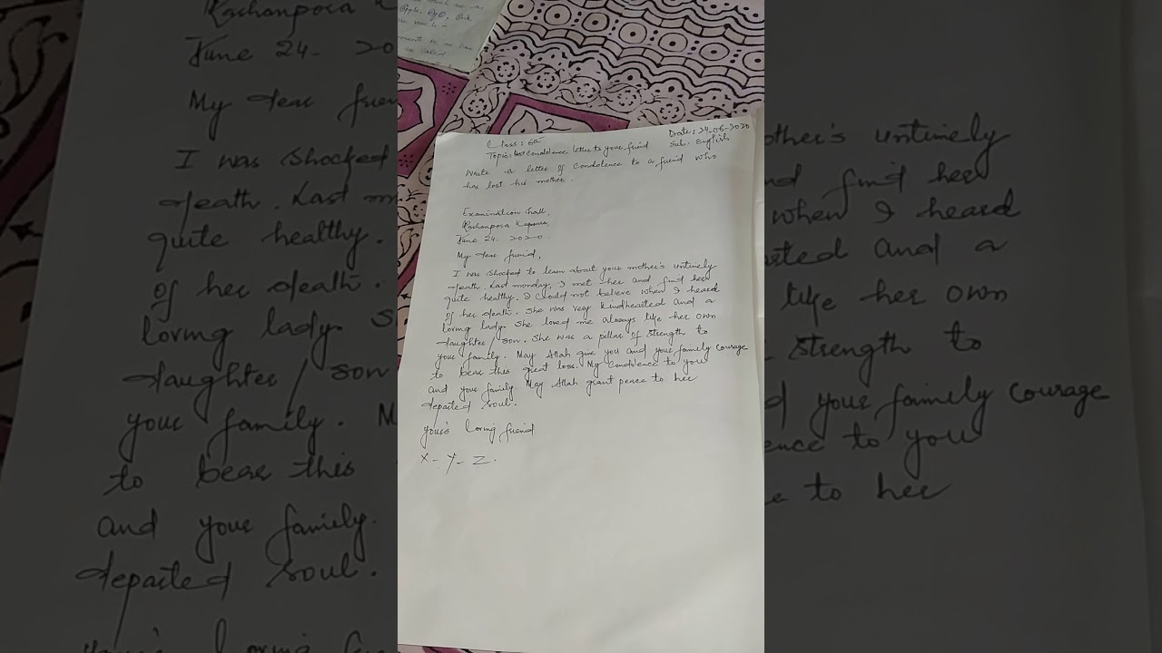 Condolence Letter To Your Friend For His Mother s Death YouTube Condolence Letter To Your Friend For His Mother s Death YouTube