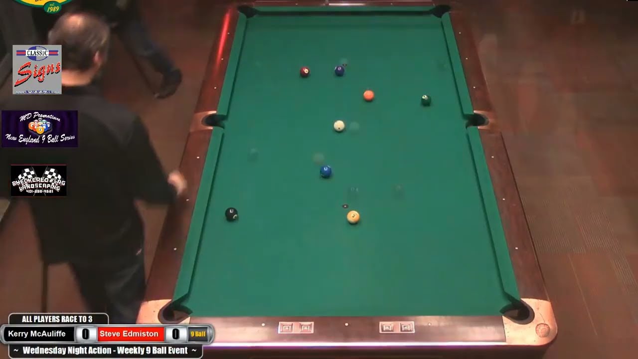 Kerry McAuliffe VS Steve Edmiston | Race to 3 - 9 Ball.