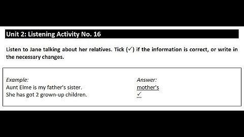 Unit 2: Listening Activity No.16