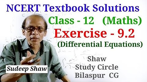 Differential Equations || Class 12 maths Exercise 9.2 NCERT differential equations chapter 9