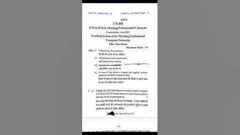 Computer Networks 2025 CY - 403 Rgpv Question Paper