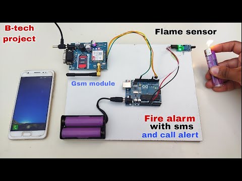 Fire alarm with sms and call alert,gsm 900a project,b-tech project,inspire award project,vigyan mela