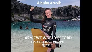 Alenka Artnik -105m CWT World record, Vertical blue 2018