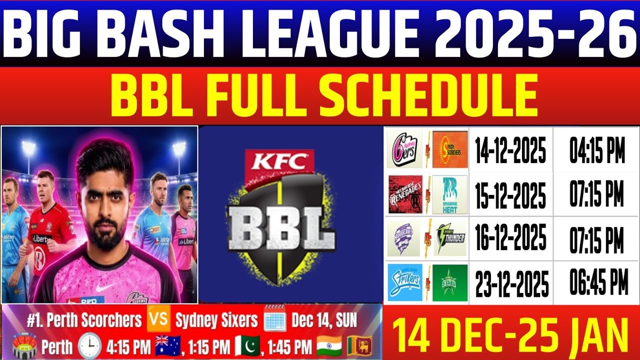 BBL Schedule 2025 | BBL 2025 Schedule | Big Bash League 2025 Schedule