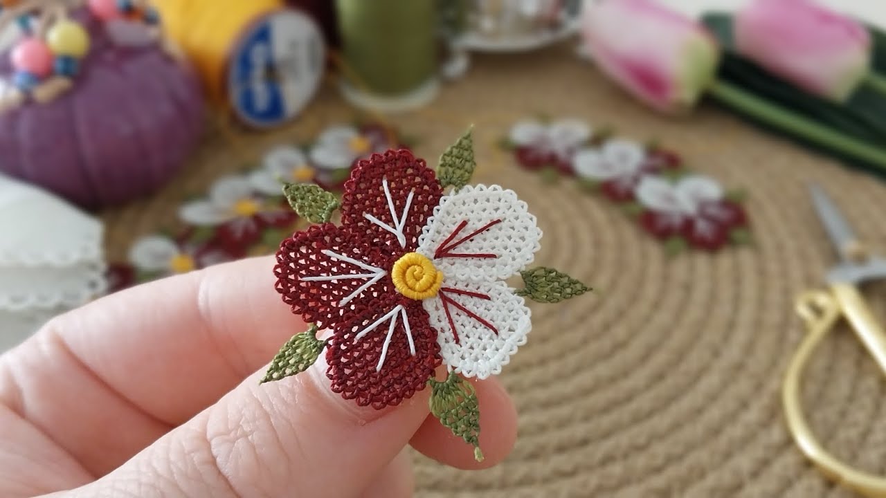 Menekşe Çiçeği Yapımı #iğne #iğneoyası #needlelace #trend #motif #video