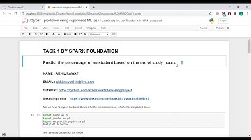 prediction using supervised Machine learning   ( Jupyter Notebook)