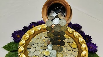 Diwali, dhanteras, Lakshmi Puja coin decoration ideas #viral #rangoli #diwalidecoration#diwali 