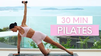 30 MIN PILATES WORKOUT || Mat Pilates With Weights (Intermediate)
