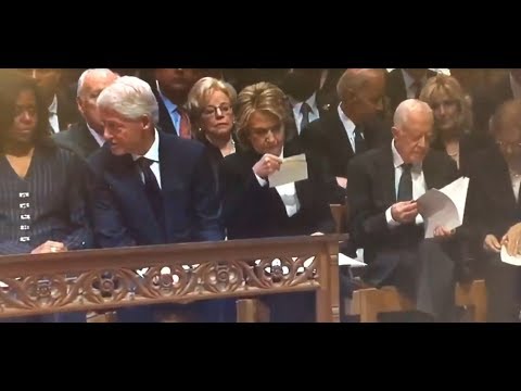 Hillary Clinton Receives Surprise Envelope At George H.W. Bush's Funeral...