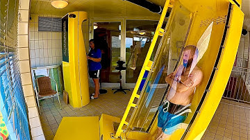 Getting STUCK in AquaLoop Waterslide 😱🤯