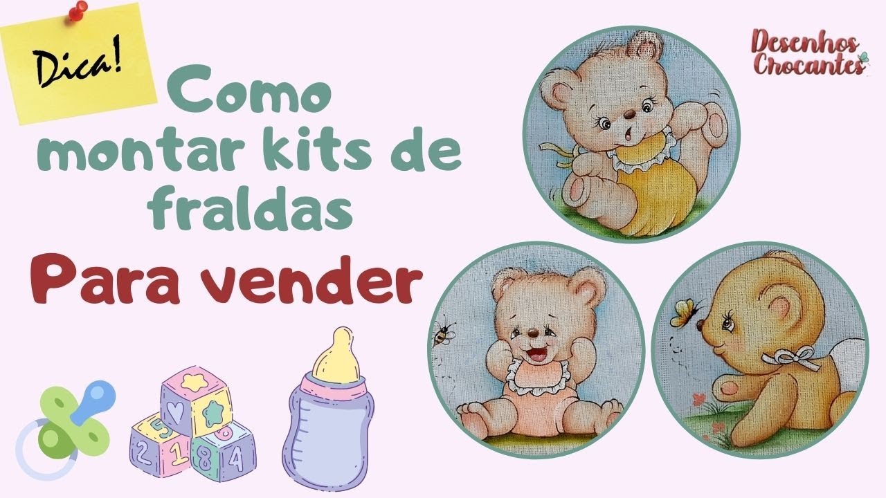 Como montar kit de fralda para venda (Desenhos Crocantes)