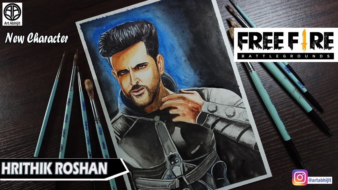 How To Draw Free Fire New Character Jai How To Draw Hrithik Roshan From Free Fire Hrithik Youtube