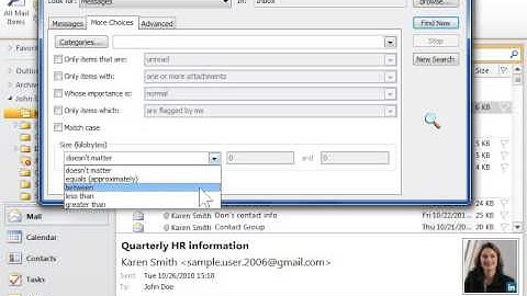 Outlook 2010 Find All Messages with Large Attachments