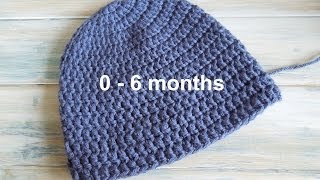 (crochet) How To  Crochet a Simple Baby Beanie for 06 months