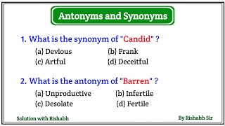 Synonyms & Antonyms Quiz | Antonyms and Synonyms for All Competitive Exams | Antonyms and Synonyms