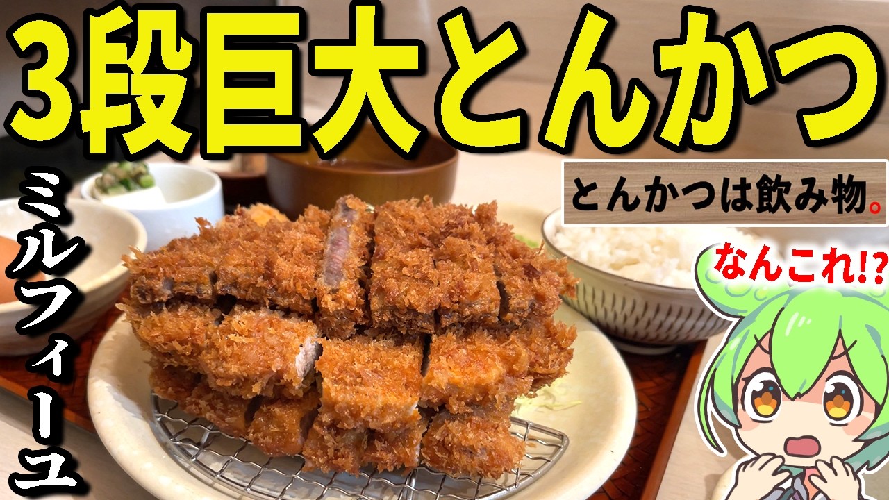 とんかつは飲み物。とかいうヤバい店の「爆盛り漢のミルフィーユかつ定食」がとにかくヤバすぎるらしい・・・大食いチャレンジじゃ！！【ずんだもん＆ゆっくり解説】