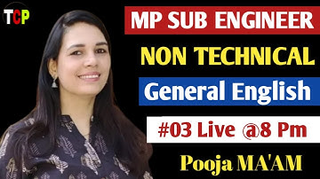 Mp Sub Engineer Non Technical | General English Lec -03 |  pooja maam | Mp Sub Engineer Crash Course