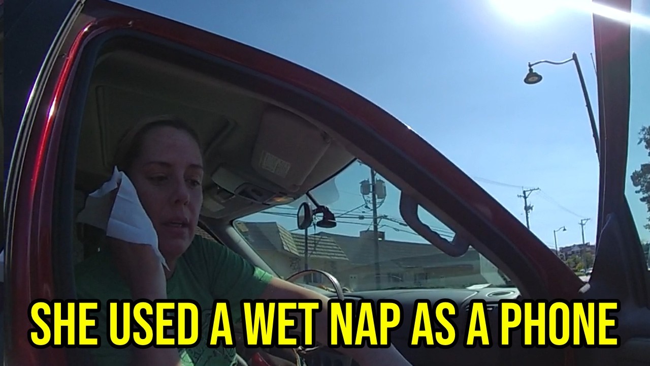 Woman Uses a Baby Wipe as a Phone During DUI Stop